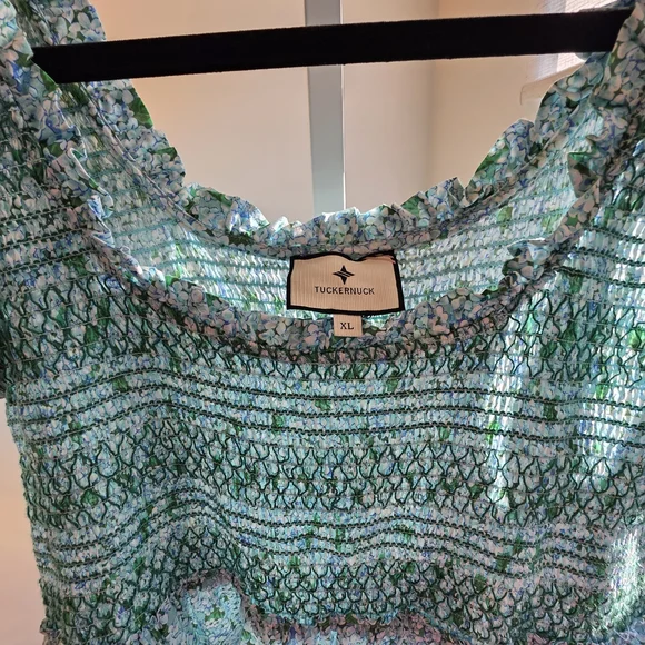 Tuckernuck Seafoam Green Floral Smocked Maxi Dress Preppy Cottage - Picture 2 of 7